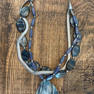 #88 - Three Strand Abalone "Shell" Bead Statement Necklace
